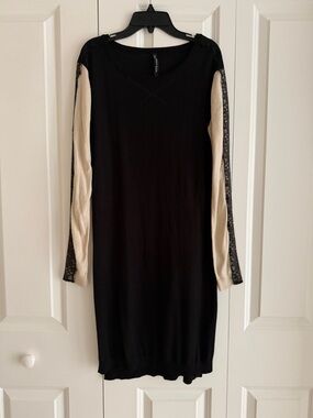 W118 Walter Baker Sweater Dress S Black Ivory Lace Sleeve Knit NWT